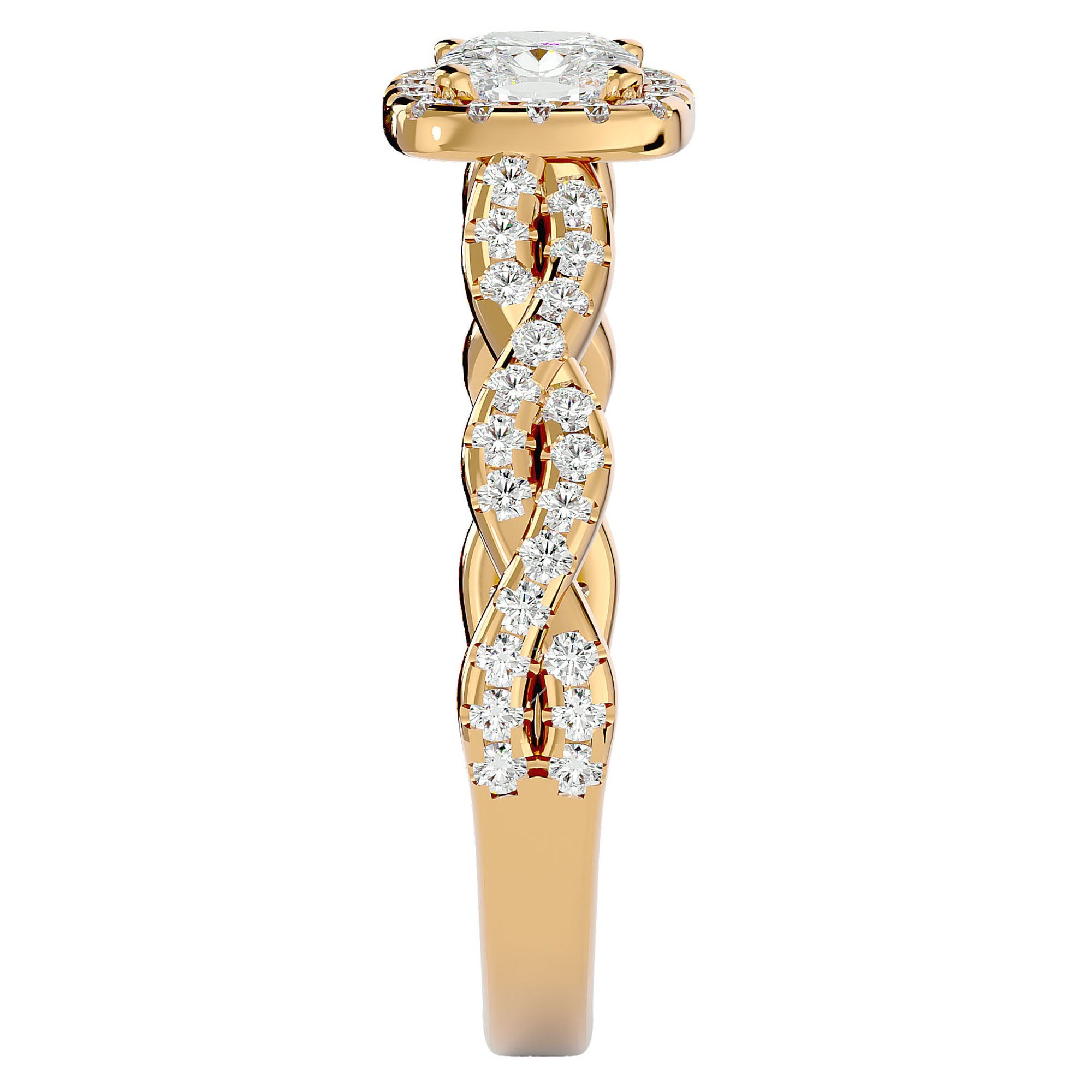 Inel de Logodnă din Aur 14k cu Moissanite Pavé in Formă De Spirală de 0.75 ct din 14k Aur Galben - Castelo.ro