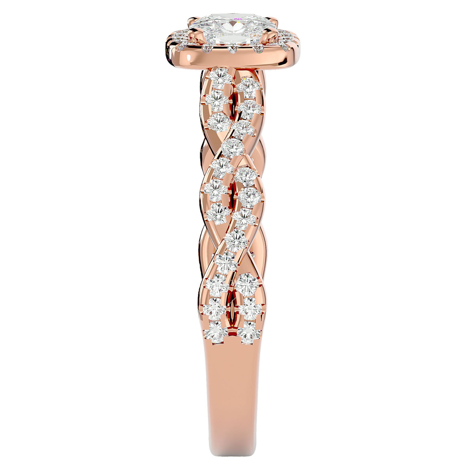 Inel de Logodnă din Aur 14k cu Diamante Naturale Pavé in Formă De Spirală de 0.75 ct din 14k Aur Roz - Castelo.ro