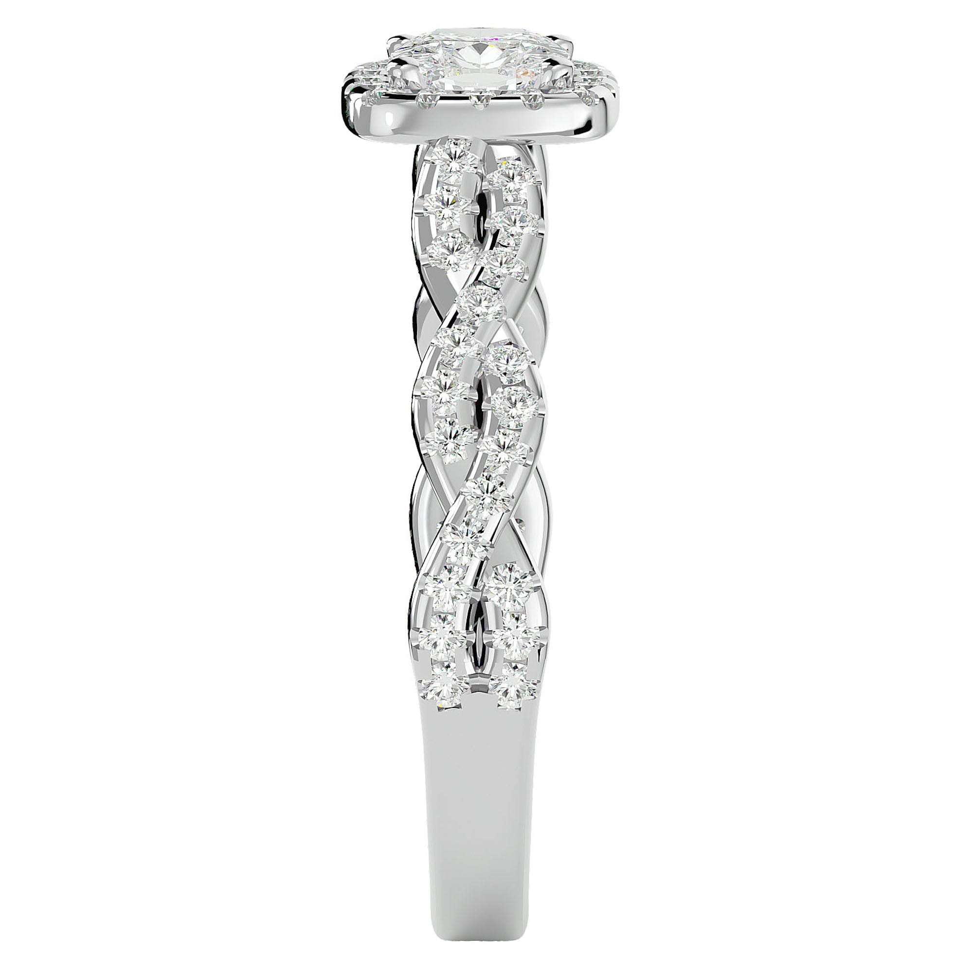 Inel de Logodnă cu Diamante Naturale Pavé in Formă De Spirală de 0.75 ct din Platina - Castelo.ro