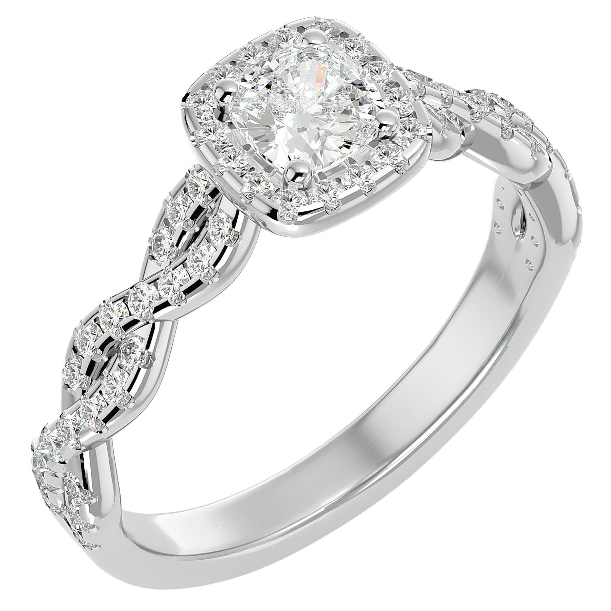 Inel de Logodnă cu Diamante Create în Laborator Pavé in Formă De Spirală de 0.75 ct din Platina - Castelo.ro