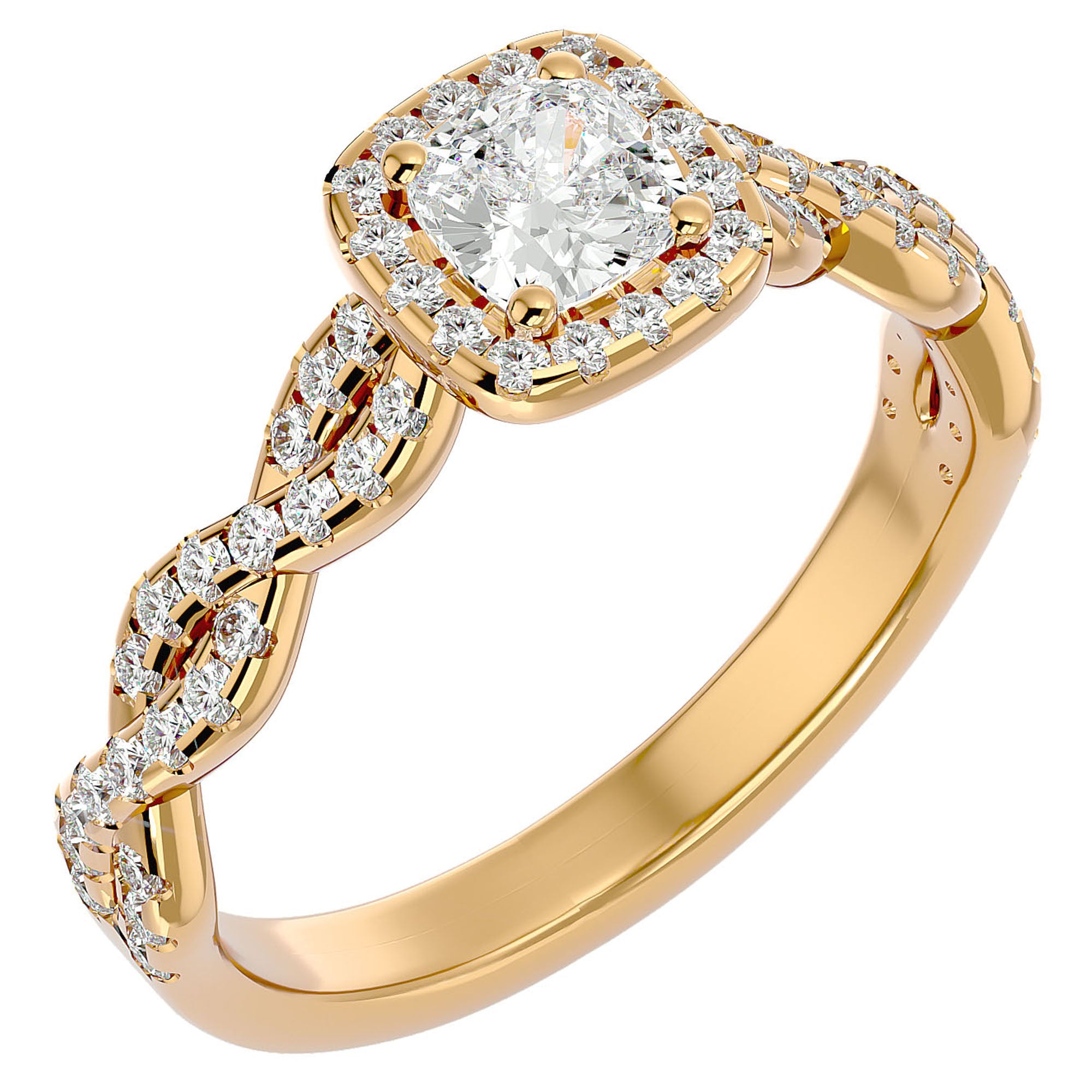 Inel de Logodnă din Aur 14k cu Moissanite Pavé in Formă De Spirală de 0.75 ct din 14k Aur Galben - Castelo.ro