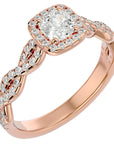 Inel de Logodnă din Aur 14k cu Moissanite Pavé in Formă De Spirală de 0.75 ct din 14k Aur Roz - Castelo.ro