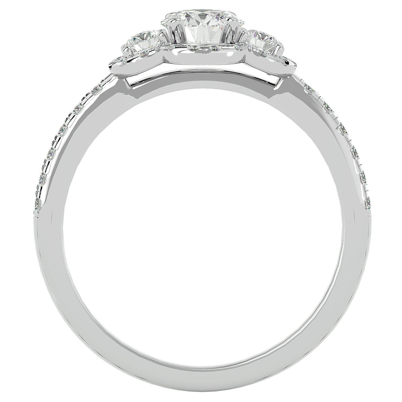 Inel de Logodnă Imperial din Aur 14k cu Moissanite Pavè 0.80 ct din 14k Aur Alb - Castelo.ro
