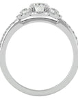 Inel de Logodnă din Aur 14k cu Moissanite Halo Pavé Trio de 0.80 ct din 14k Aur Alb - Castelo.ro