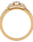 Inel de Logodnă din Aur 14k cu Moissanite Halo Pavé Trio de 0.80 ct din 14k Aur Galben - Castelo.ro