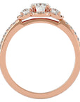 Inel de Logodnă din Aur 14k cu Moissanite Halo Pavé Trio de 0.80 ct din 14k Aur Roz - Castelo.ro