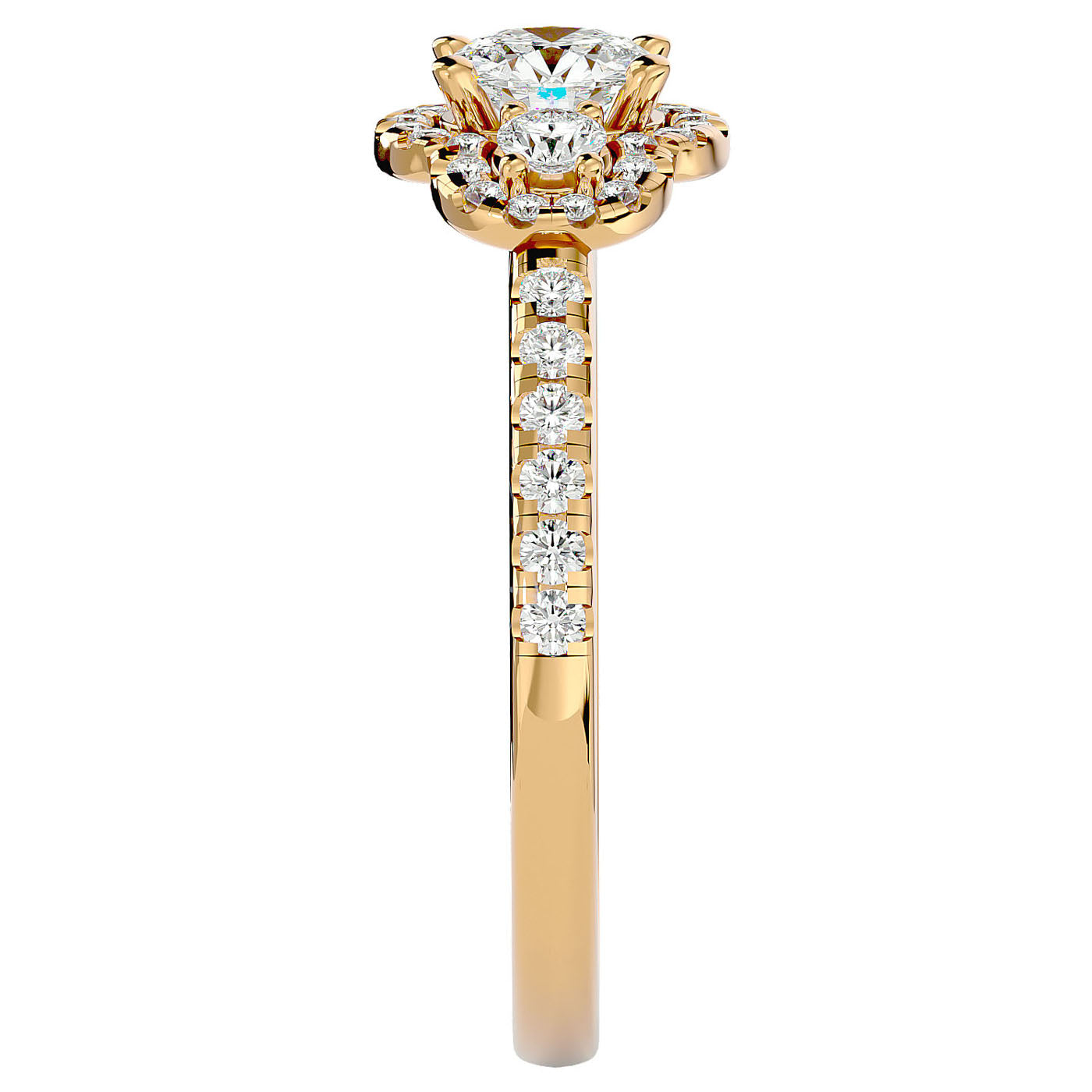 Inel de Logodnă Imperial din Aur 14k cu Diamante Create în Laborator Pavè 0.80 ct din 14k Aur Galben - Castelo.ro