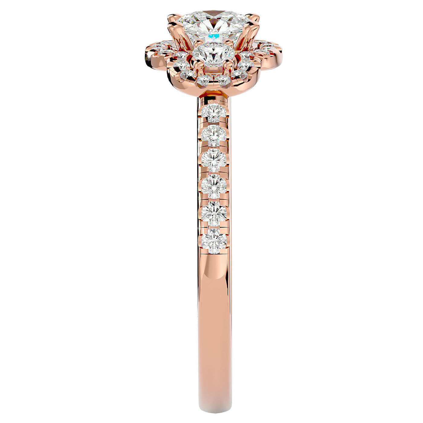 Inel de Logodnă Imperial din Aur 14k cu Moissanite Pavè 0.80 ct din 14k Aur Roz - Castelo.ro