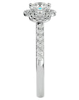 Inel de Logodnă Imperial din Aur 14k cu Moissanite Pavè 0.80 ct din 14k Aur Alb - Castelo.ro