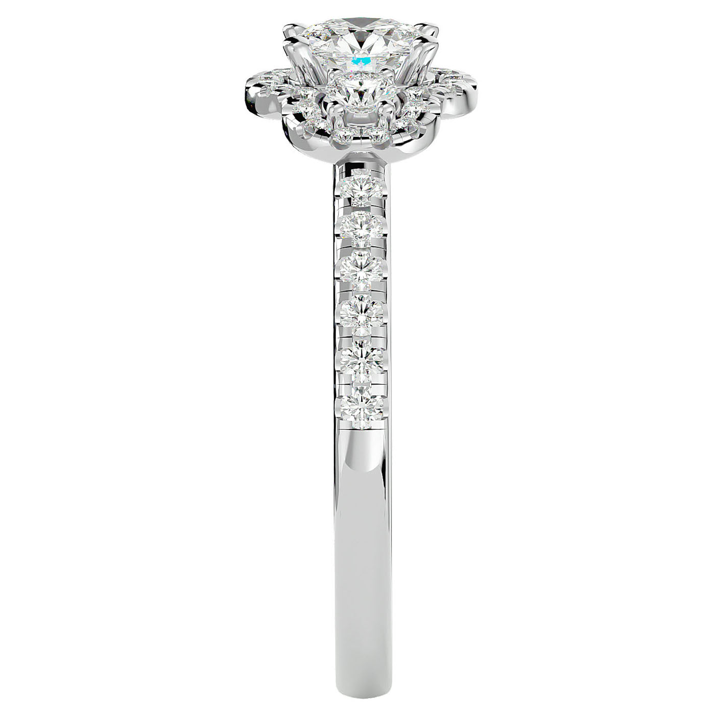 Inel de Logodnă Imperial din Aur 14k cu Diamante Create în Laborator Pavè 0.80 ct din 14k Aur Alb - Castelo.ro