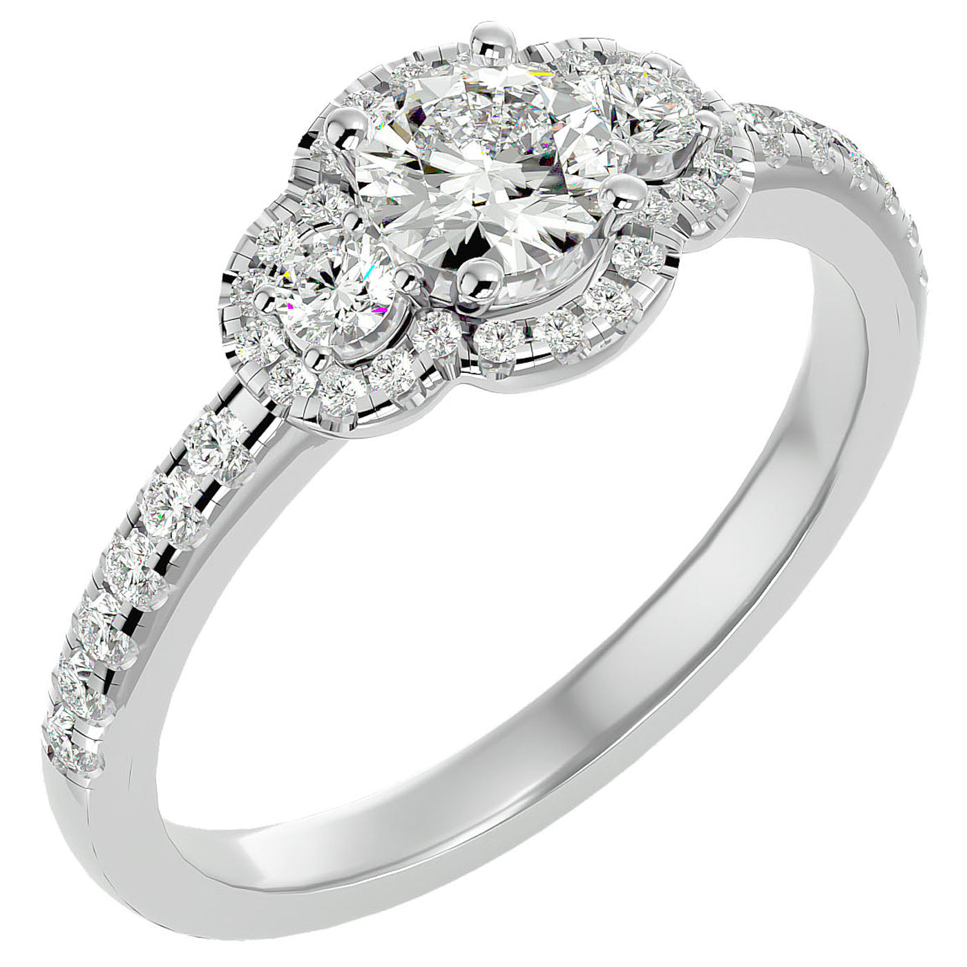 Inel de Logodnă Imperial din Aur 14k cu Moissanite Pavè 0.80 ct din 14k Aur Alb - Castelo.ro