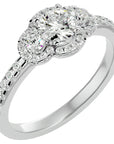 Inel de Logodnă Imperial din Aur 14k cu Moissanite Pavè 0.80 ct din 14k Aur Alb - Castelo.ro