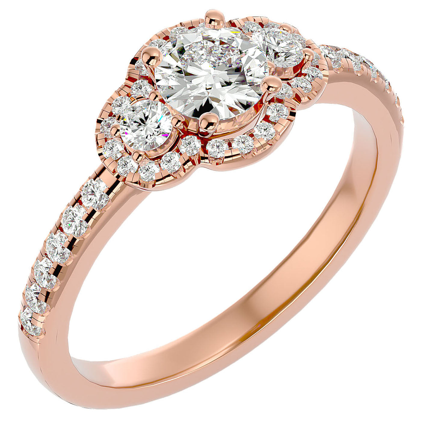 Inel de Logodnă Imperial din Aur 14k cu Moissanite Pavè 0.80 ct din 14k Aur Roz - Castelo.ro
