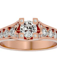 Inel Retro Solitaire Pavé din Aur 14k cu Diamante Create în Laborator de 0.81 ct. din 14k Aur Roz - Castelo.ro