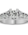 Inel Retro Solitaire Pavé din Aur 14k cu Diamante Create în Laborator de 0.81 ct. din 14k Aur Alb - Castelo.ro