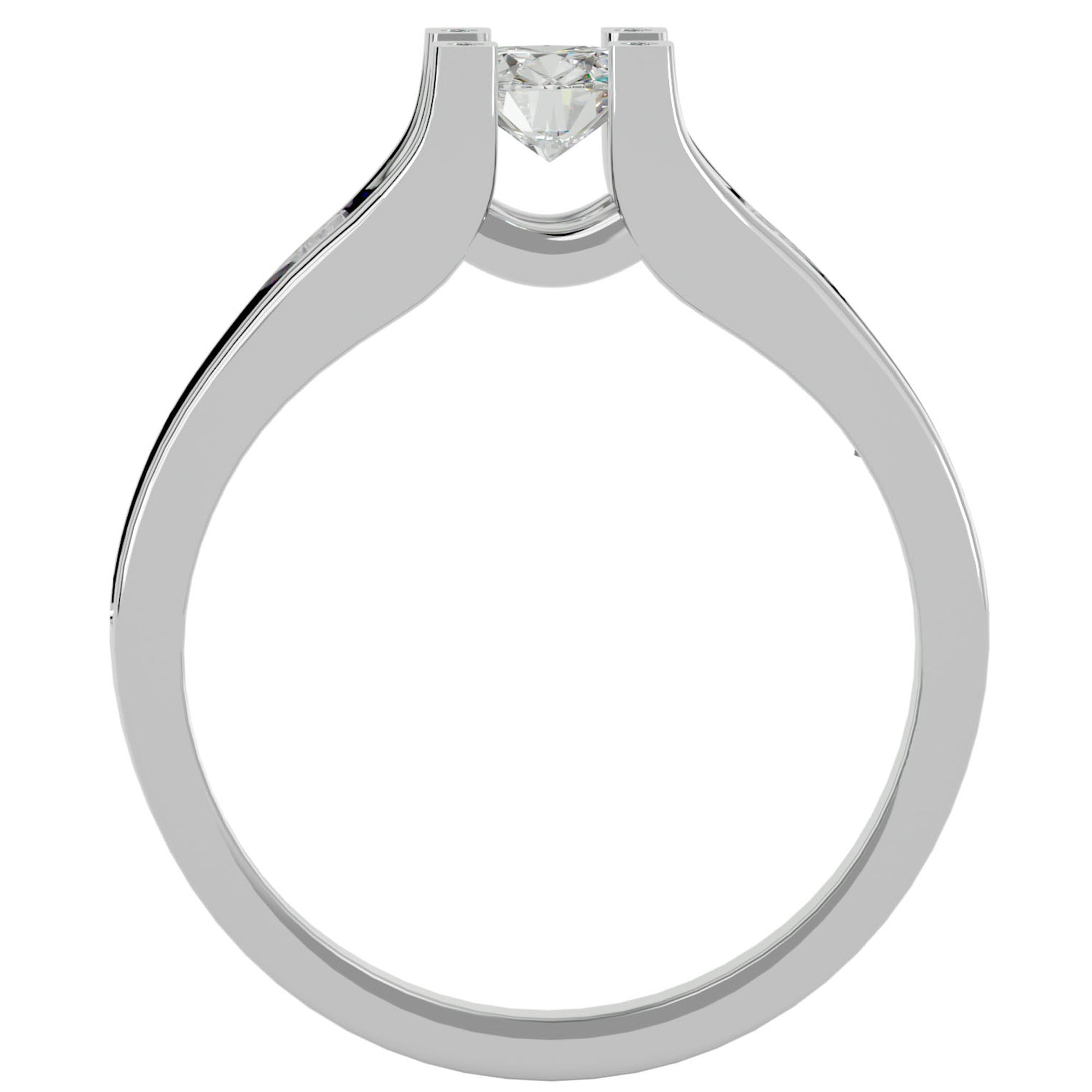 Inel Retro Solitaire Pavé din Aur 14k cu Diamante Create în Laborator de 0.81 ct. din 14k Aur Alb - Castelo.ro
