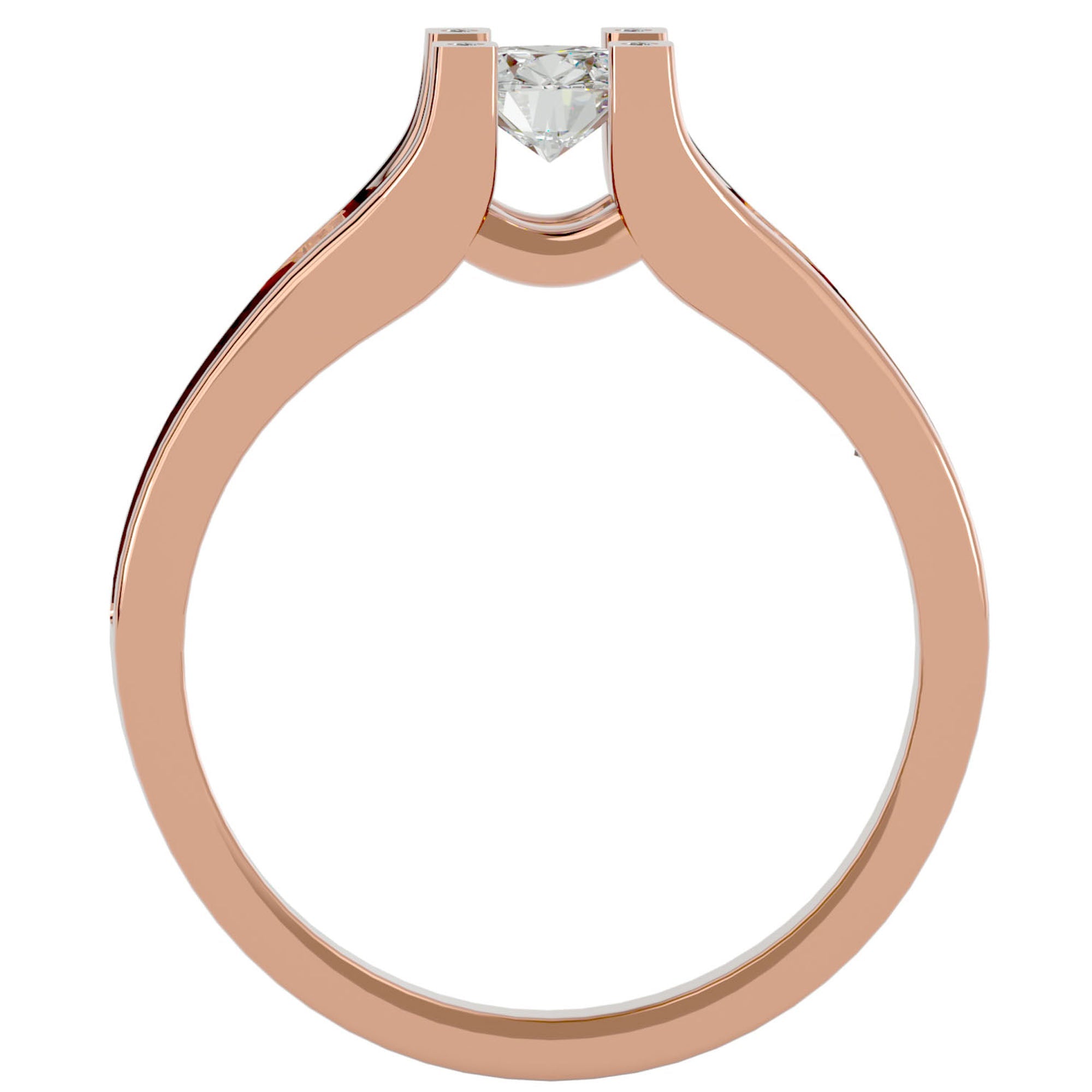Inel Retro Solitaire Pavé din Aur 14k cu Diamante Create în Laborator de 0.81 ct. din 14k Aur Roz - Castelo.ro