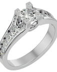 Inel Retro Solitaire Pavé din Aur 14k cu Diamante Create în Laborator de 0.81 ct. din 14k Aur Alb - Castelo.ro