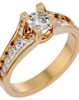 Inel Retro Solitaire Pavé din Aur 14k cu Diamante Create în Laborator de 0.81 ct. din 14k Aur Galben - Castelo.ro