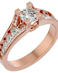 Inel Retro Solitaire Pavé din Aur 14k cu Diamante Create în Laborator de 0.81 ct. din 14k Aur Roz - Castelo.ro