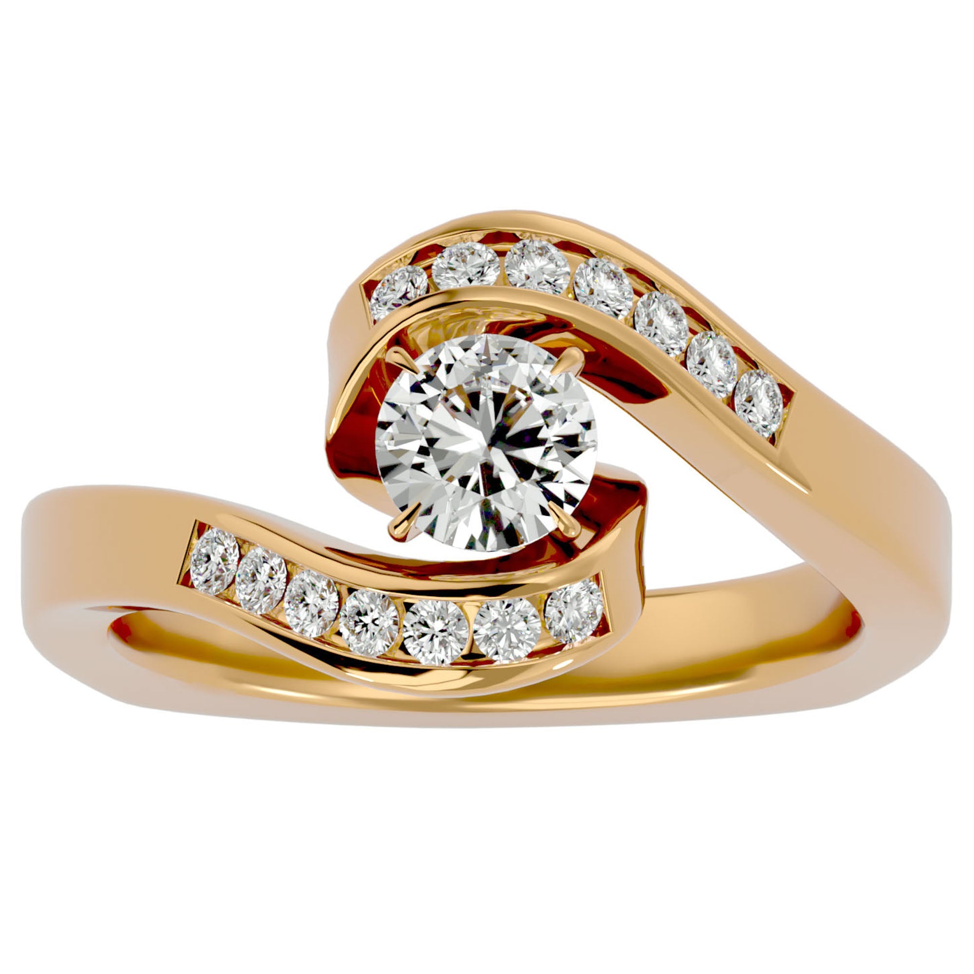 Inel De Logodnă Éphémère Solitaire din Aur 14k cu Diamante Naturale de 0.63 ct din 14k Aur Galben - Castelo.ro