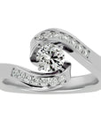 Inel de Logodnă din Aur 14k cu Moissanite Pavé în Formă De Spirală de 0.63 ct din 14k Aur Alb - Castelo.ro