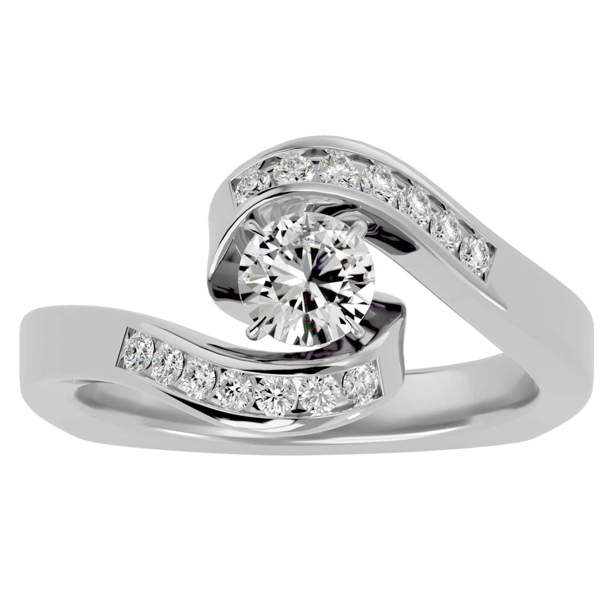 Inel de Logodnă cu Diamante Naturale Pavé în Formă De Spirală de 0.63 ct din Platina - Castelo.ro