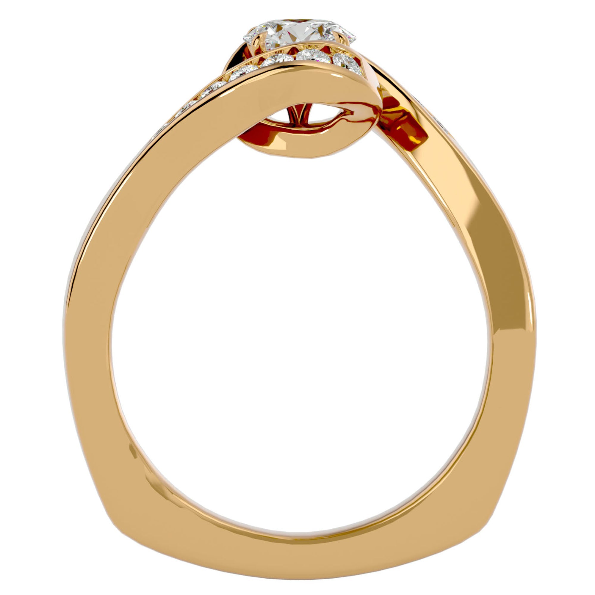 Inel de Logodnă cu Diamante Create în Laborator Pavé în Formă De Spirală de 0.63 ct din 18k Aur Galben - Castelo.ro