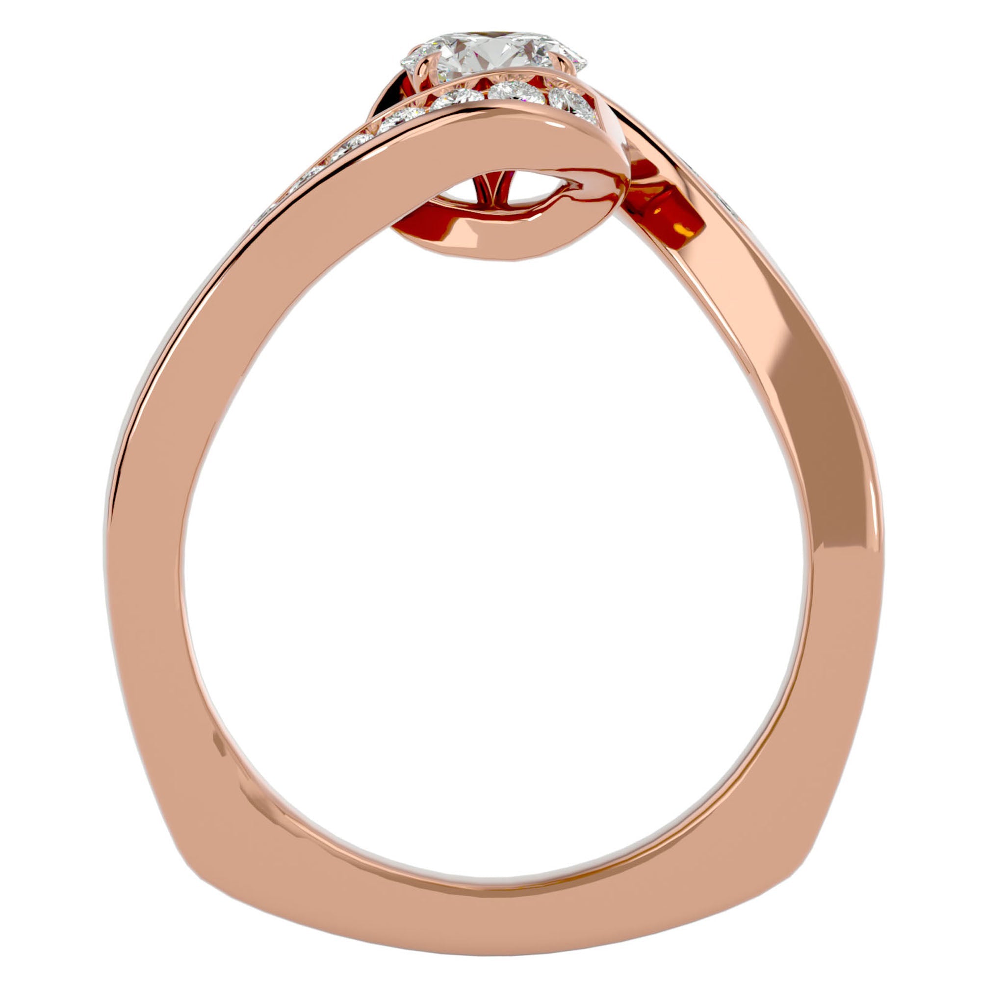 Inel de Logodnă din Aur 14k cu Diamante Naturale Pavé în Formă De Spirală de 0.63 ct din 14k Aur Roz - Castelo.ro