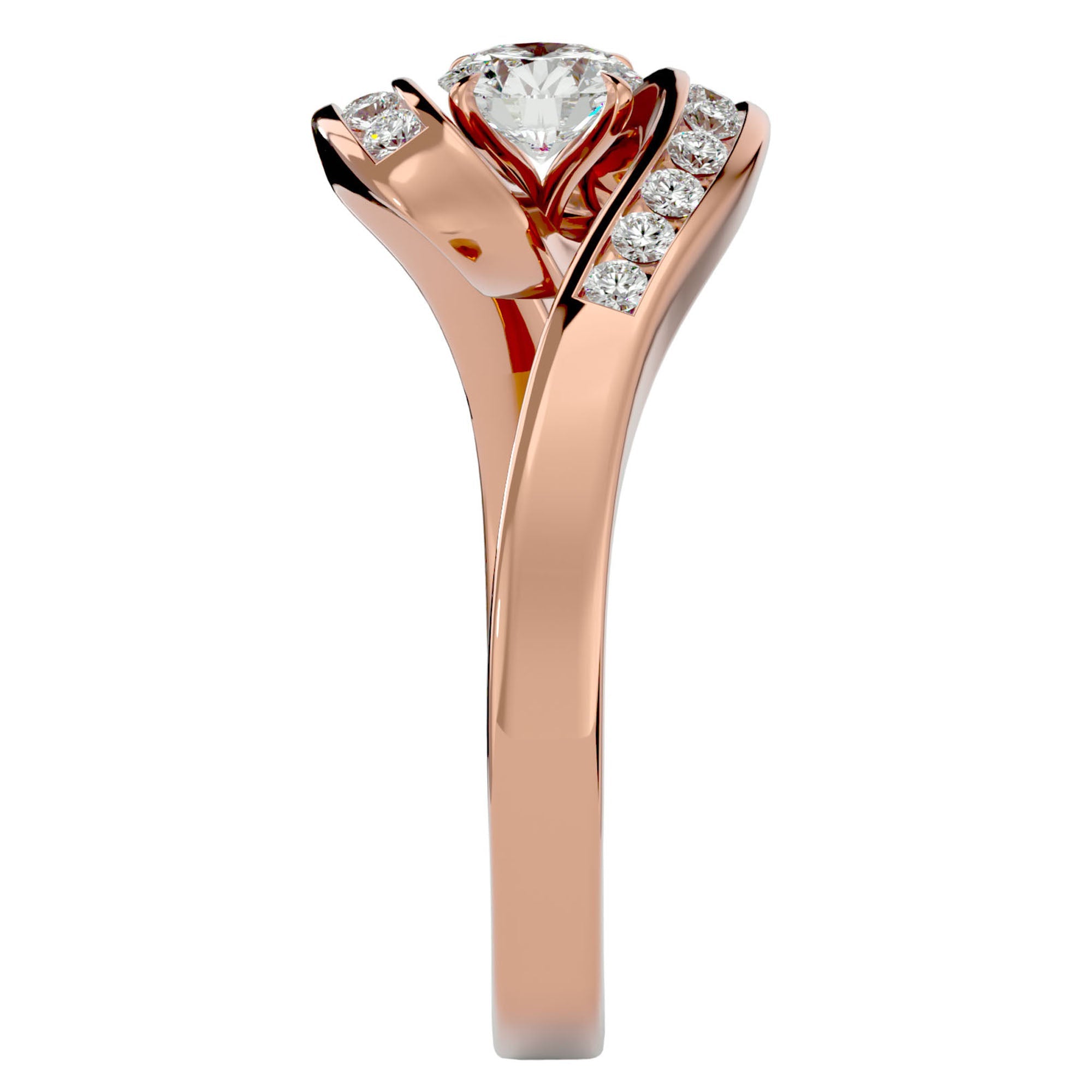 Inel de Logodnă cu Diamante Create în Laborator Pavé în Formă De Spirală de 0.63 ct din 18k Aur Roz - Castelo.ro