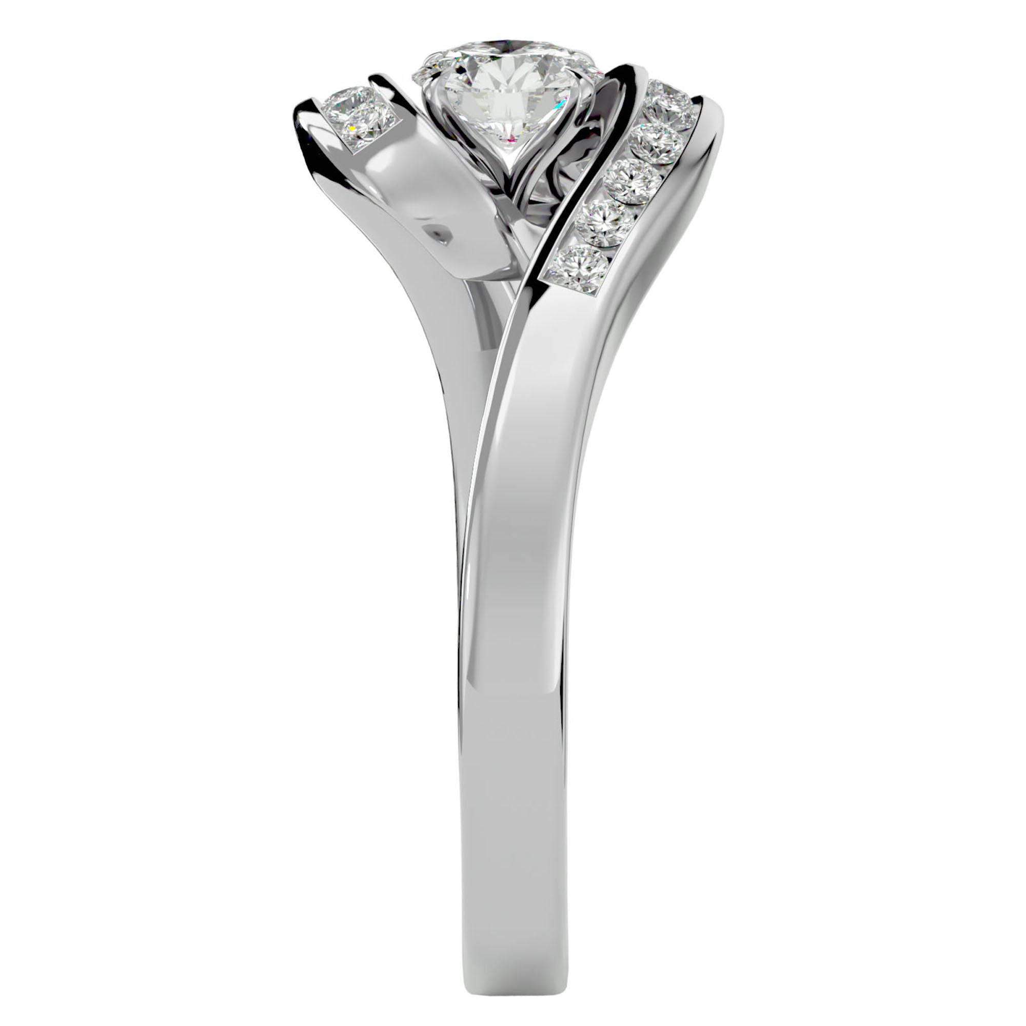 Inel de Logodnă din Aur 14k cu Moissanite Pavé în Formă De Spirală de 0.63 ct din 14k Aur Alb - Castelo.ro