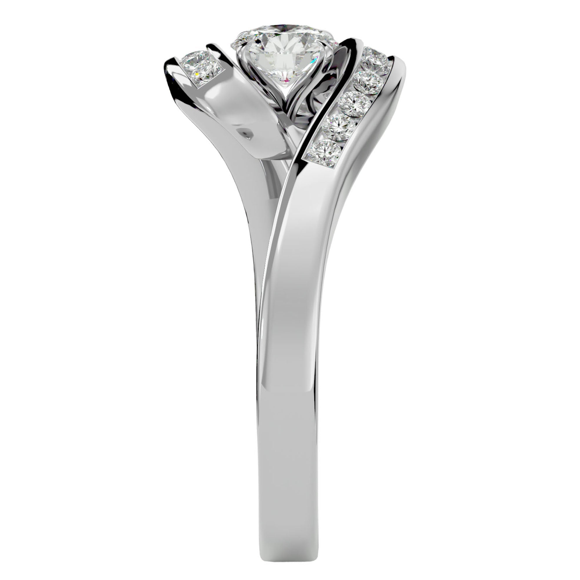 Inel De Logodnă Éphémère Solitaire din Aur 14k cu Diamante Naturale de 0.63 ct din 14k Aur Alb - Castelo.ro