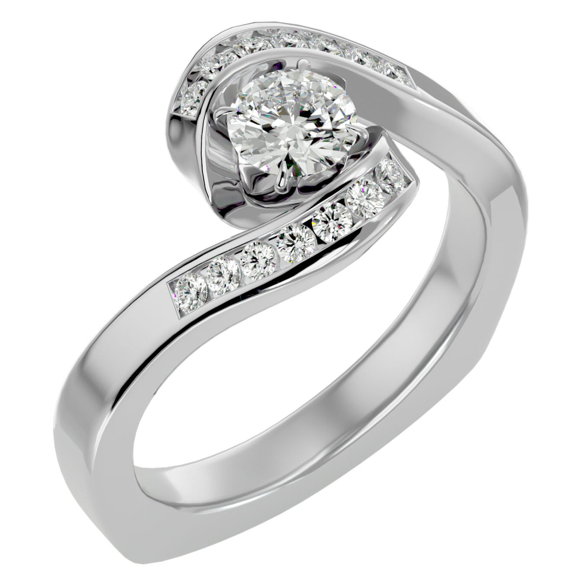 Inel De Logodnă Éphémère Solitaire din Aur 14k cu Diamante Naturale de 0.63 ct din 14k Aur Alb - Castelo.ro