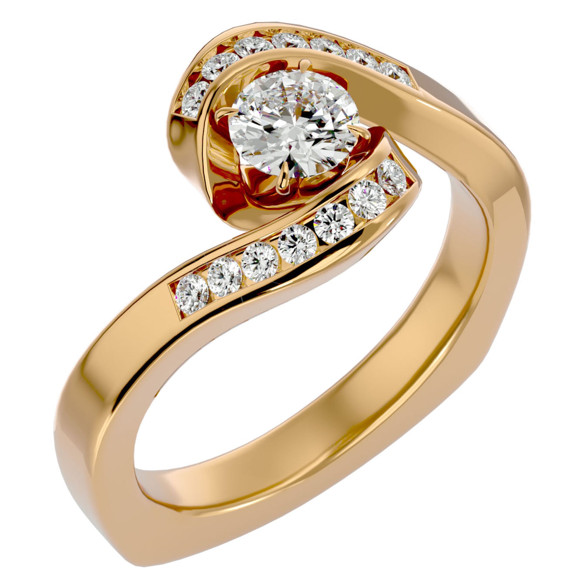 Inel De Logodnă Éphémère Solitaire din Aur 14k cu Diamante Naturale de 0.63 ct din 14k Aur Galben - Castelo.ro