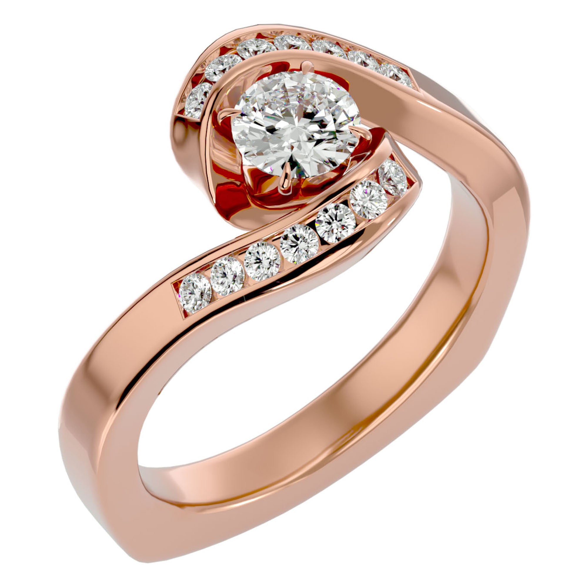 Inel de Logodnă cu Diamante Create în Laborator Pavé în Formă De Spirală de 0.63 ct din 18k Aur Roz - Castelo.ro