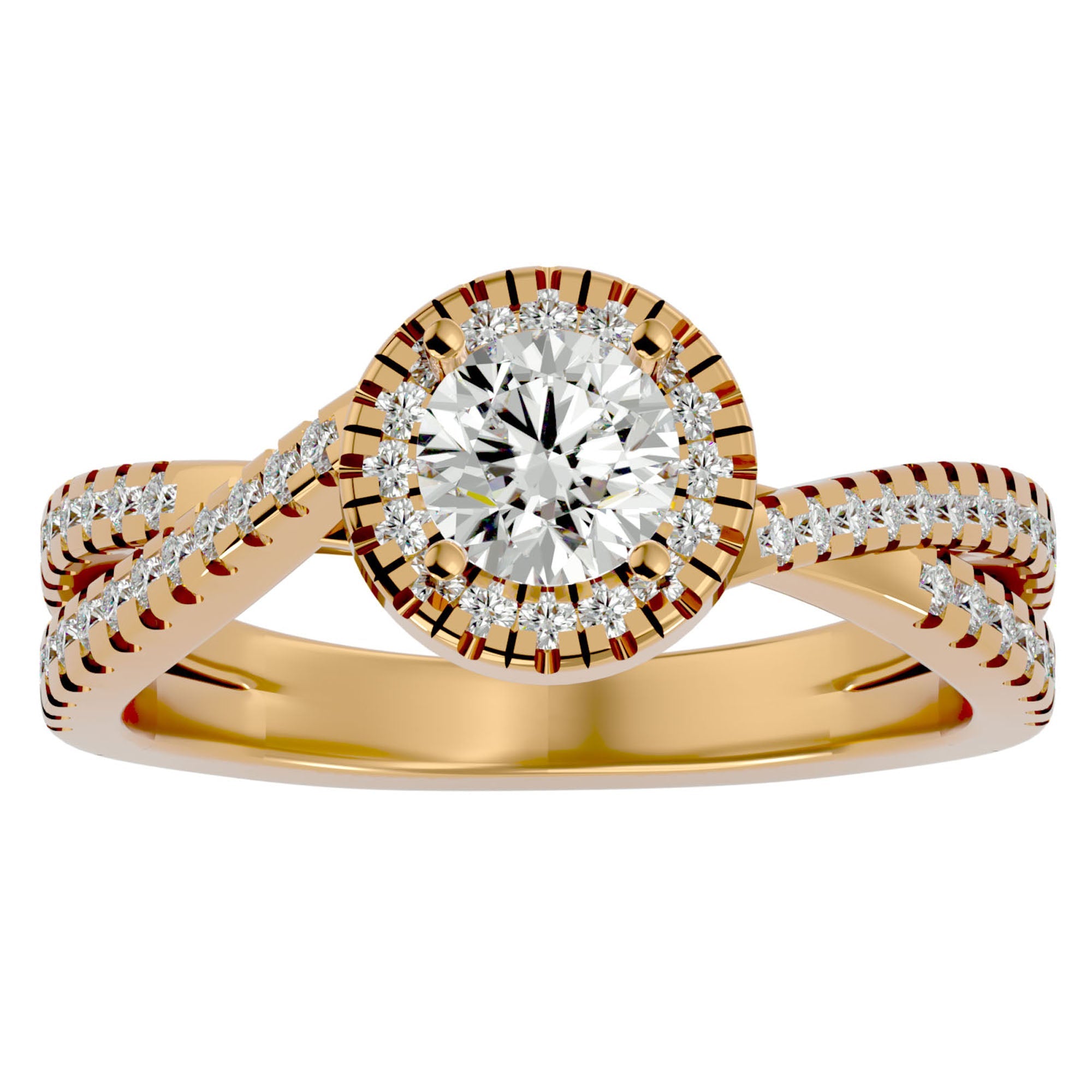 Inel de Logodnă cu Diamante Create în Laborator Pavé în Formă De Spirală de 0.98 ct din 18k Aur Galben - Castelo.ro