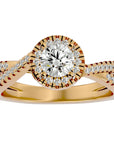 Inel de Logodnă cu Diamante Create în Laborator Pavé în Formă De Spirală de 0.98 ct din 18k Aur Galben - Castelo.ro