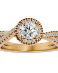 Inel de Logodnă din Aur 14k cu Diamante Create în Laborator Pavé în Formă De Spirală de 0.98 ct din 14k Aur Galben - Castelo.ro