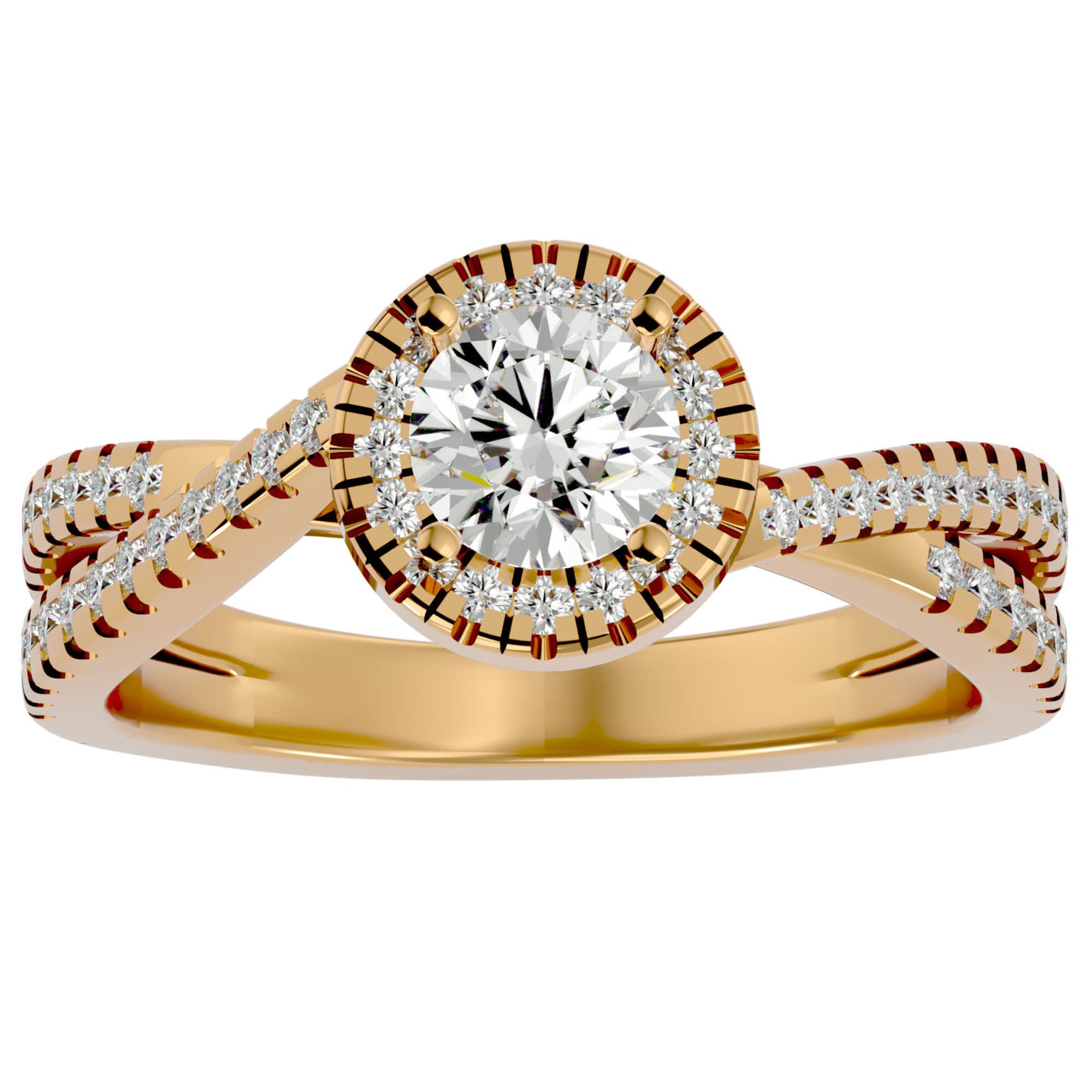 Inel Retro Elégance Solitaire din Aur 14k cu Diamante Naturale de 0.98 ct din 14k Aur Galben - Castelo.ro
