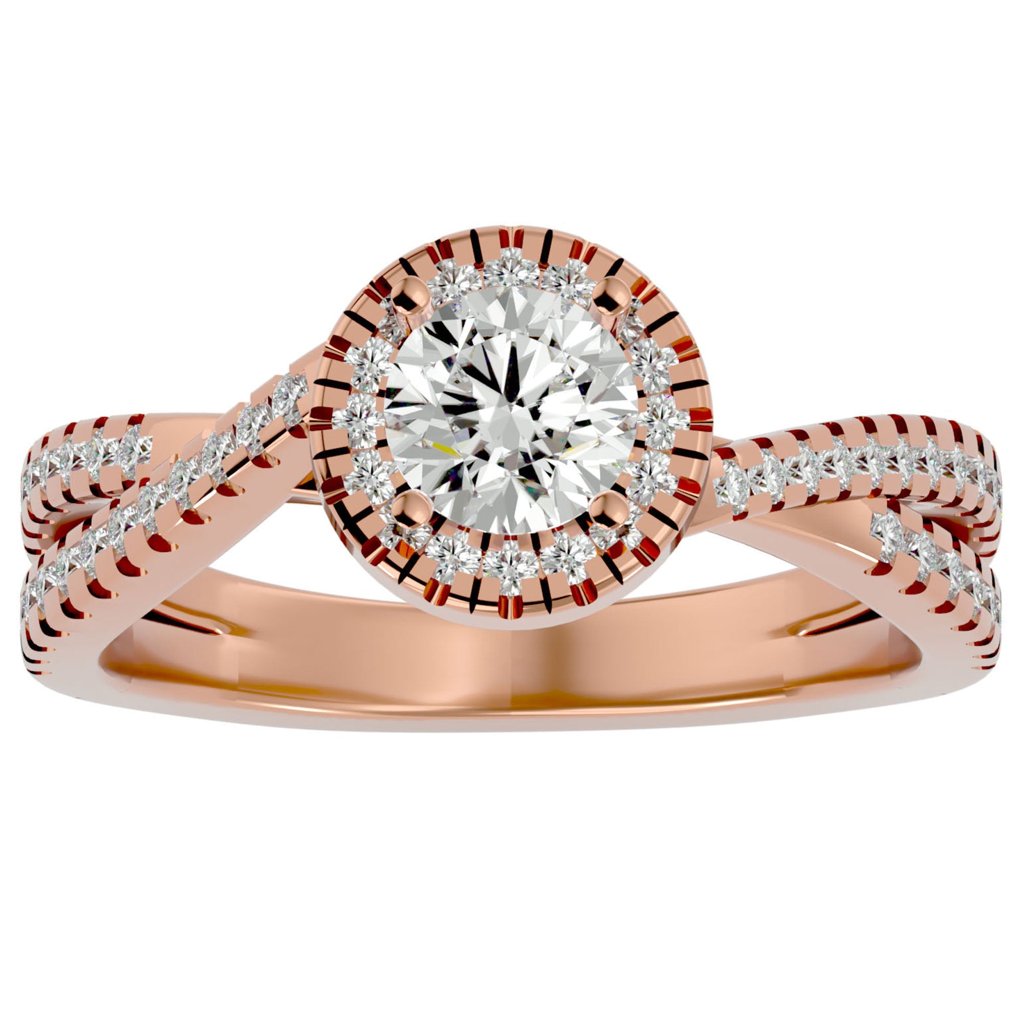Inel Retro Elégance Solitaire din Aur 14k cu Diamante Naturale de 0.98 ct din 14k Aur Roz - Castelo.ro