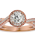 Inel Retro Elégance Solitaire din Aur 14k cu Diamante Naturale de 0.98 ct din 14k Aur Roz - Castelo.ro