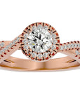 Inel Retro Elégance Solitaire din Aur 14k cu Diamante Naturale de 0.98 ct din 14k Aur Roz - Castelo.ro