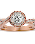 Inel de Logodnă din Aur 14k cu Diamante Create în Laborator Pavé în Formă De Spirală de 0.98 ct din 14k Aur Roz - Castelo.ro