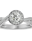 Inel de Logodnă din Aur 14k cu Moissanite Pavé în Formă De Spirală de 0.98 ct din 14k Aur Alb - Castelo.ro