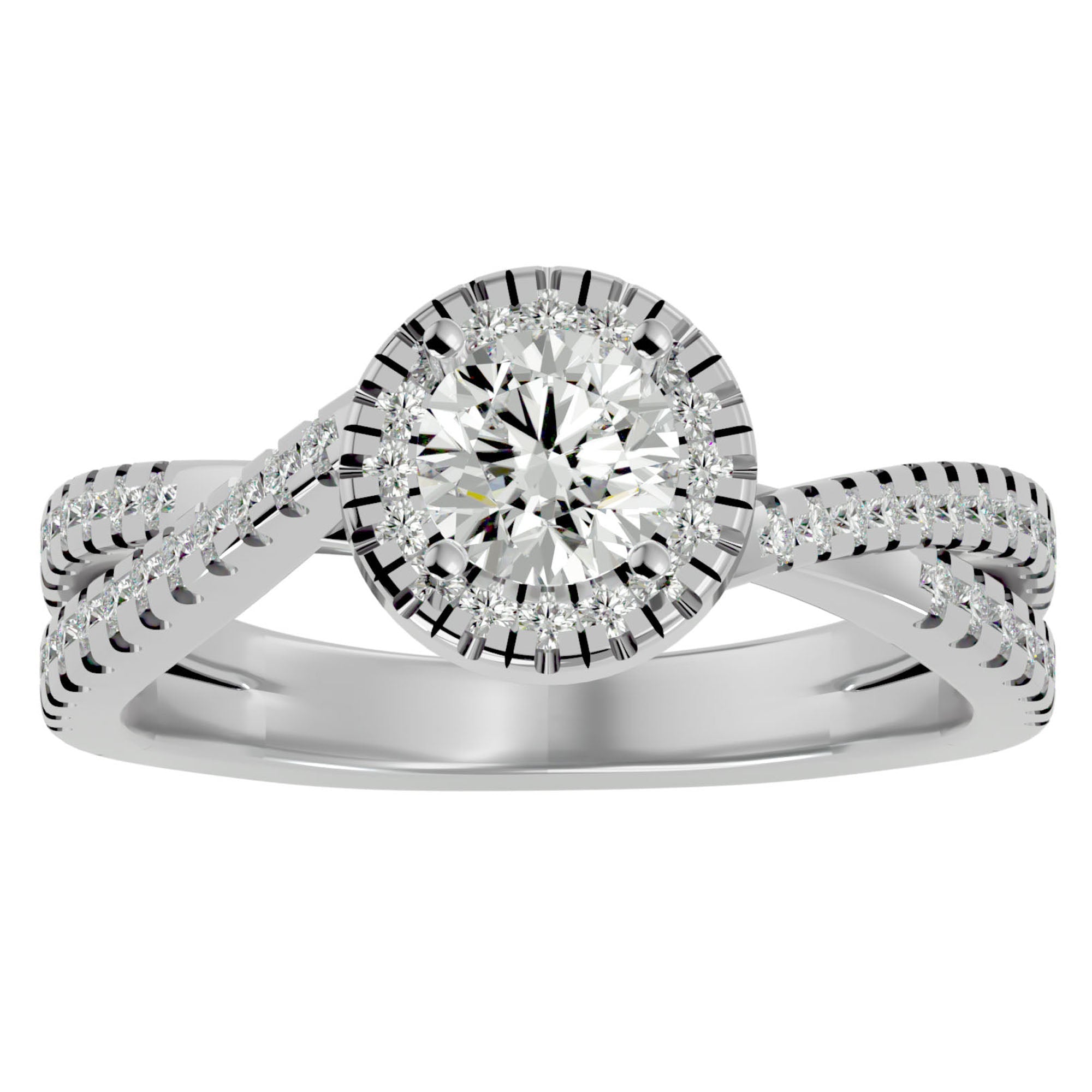 Inel de Logodnă cu Diamante Naturale Pavé în Formă De Spirală de 0.98 ct din Platina - Castelo.ro