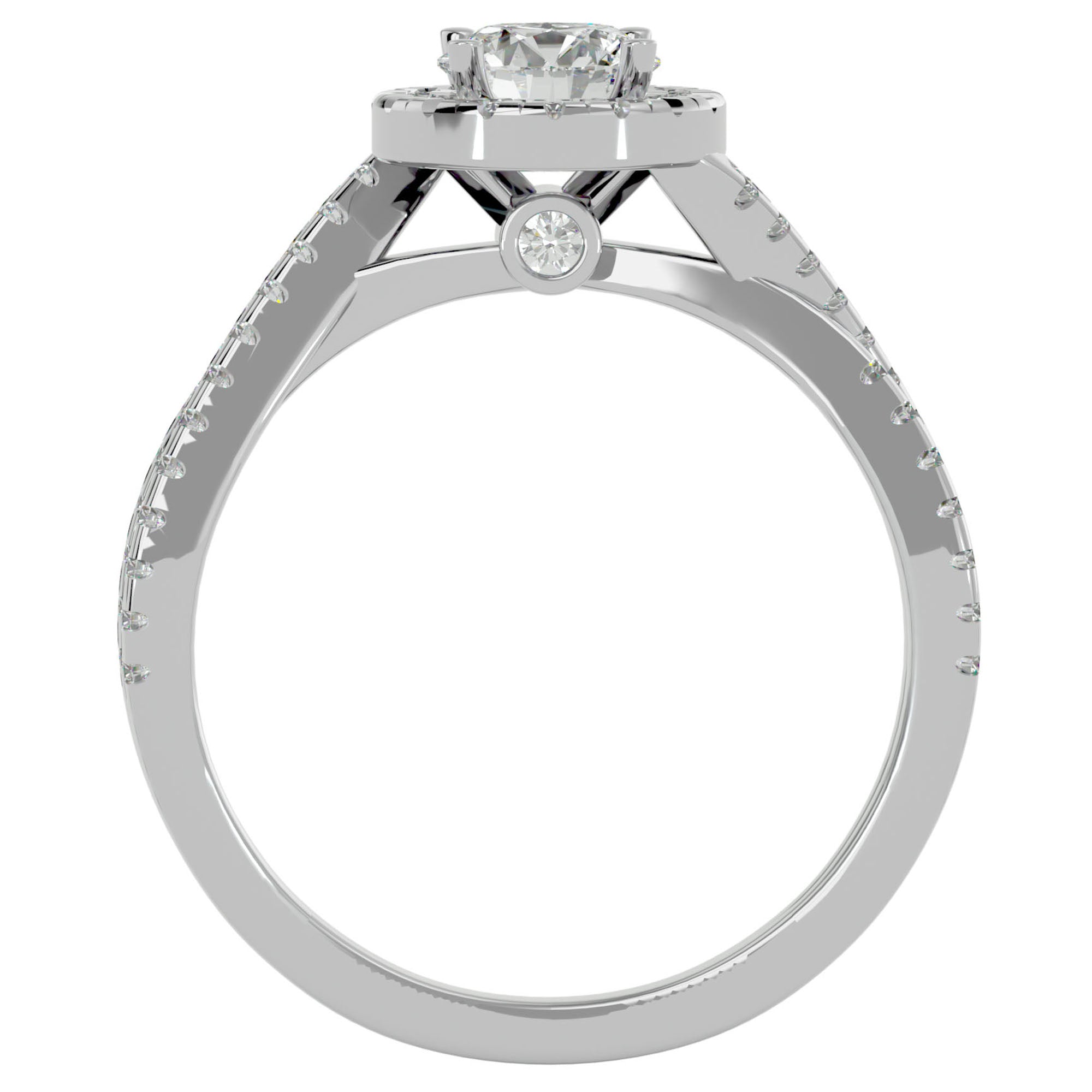 Inel de Logodnă din Aur 14k cu Moissanite Pavé în Formă De Spirală de 0.98 ct din 14k Aur Alb - Castelo.ro