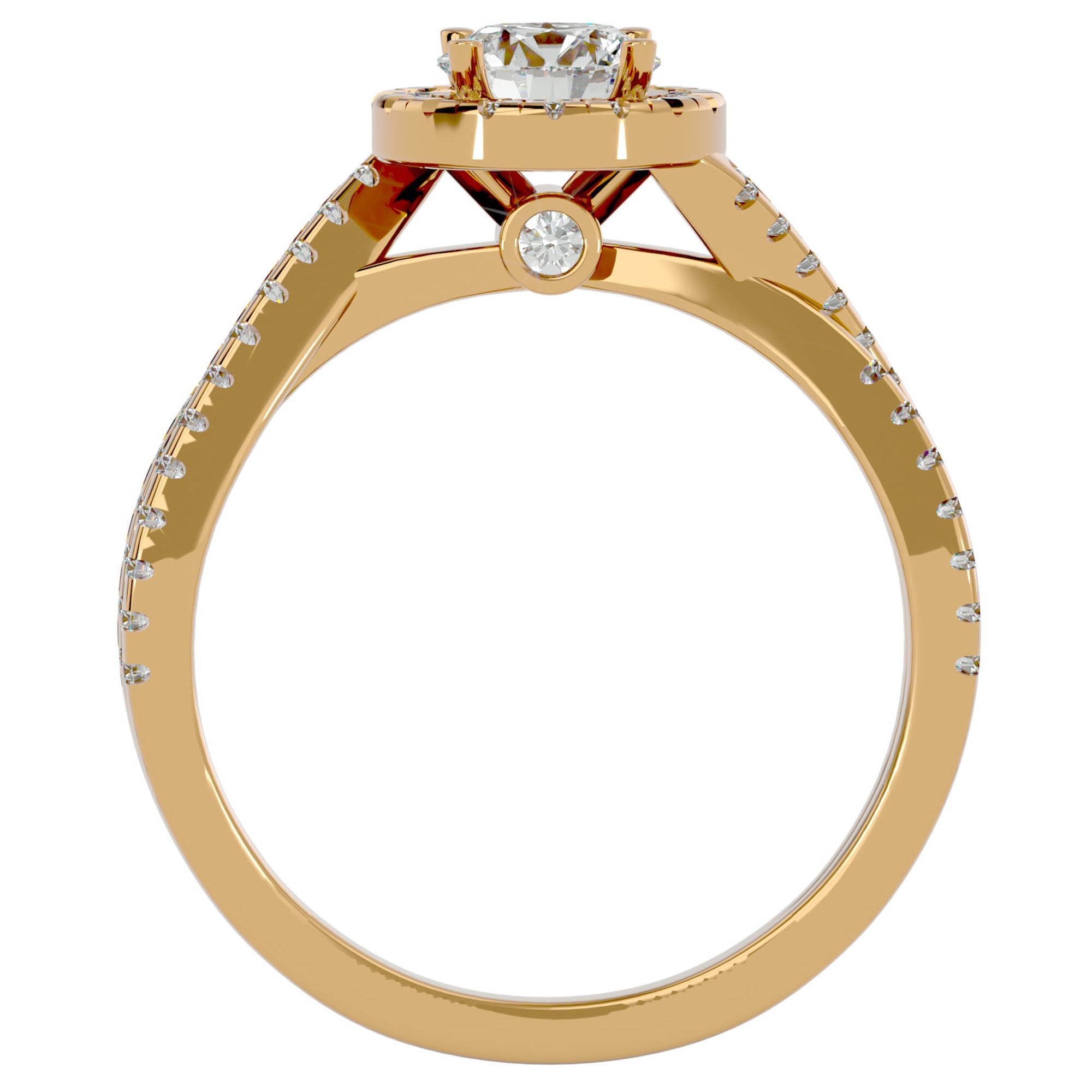 Inel de Logodnă cu Diamante Create în Laborator Pavé în Formă De Spirală de 0.98 ct din 18k Aur Galben - Castelo.ro