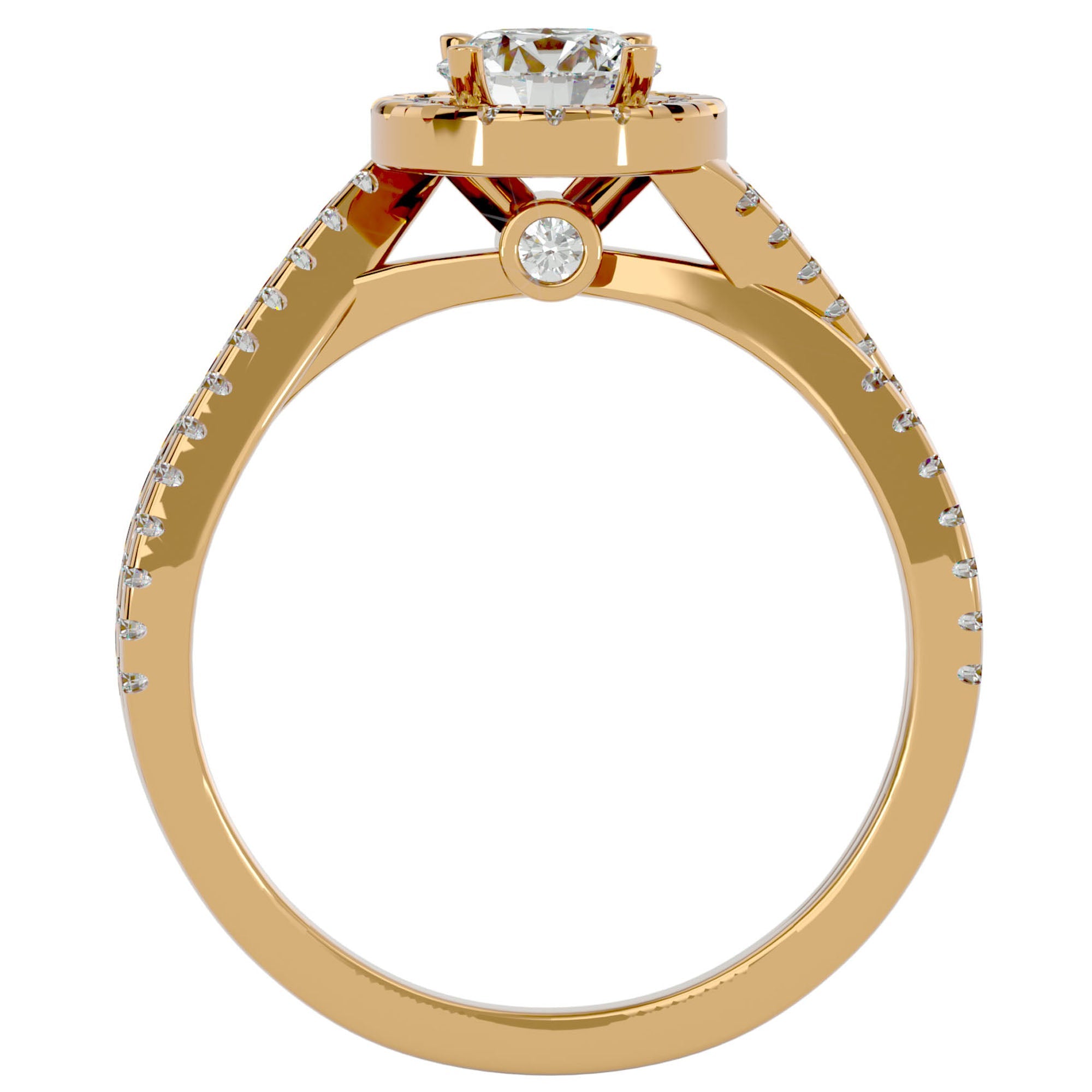 Inel Retro Elégance Solitaire din Aur 14k cu Diamante Naturale de 0.98 ct din 14k Aur Galben - Castelo.ro