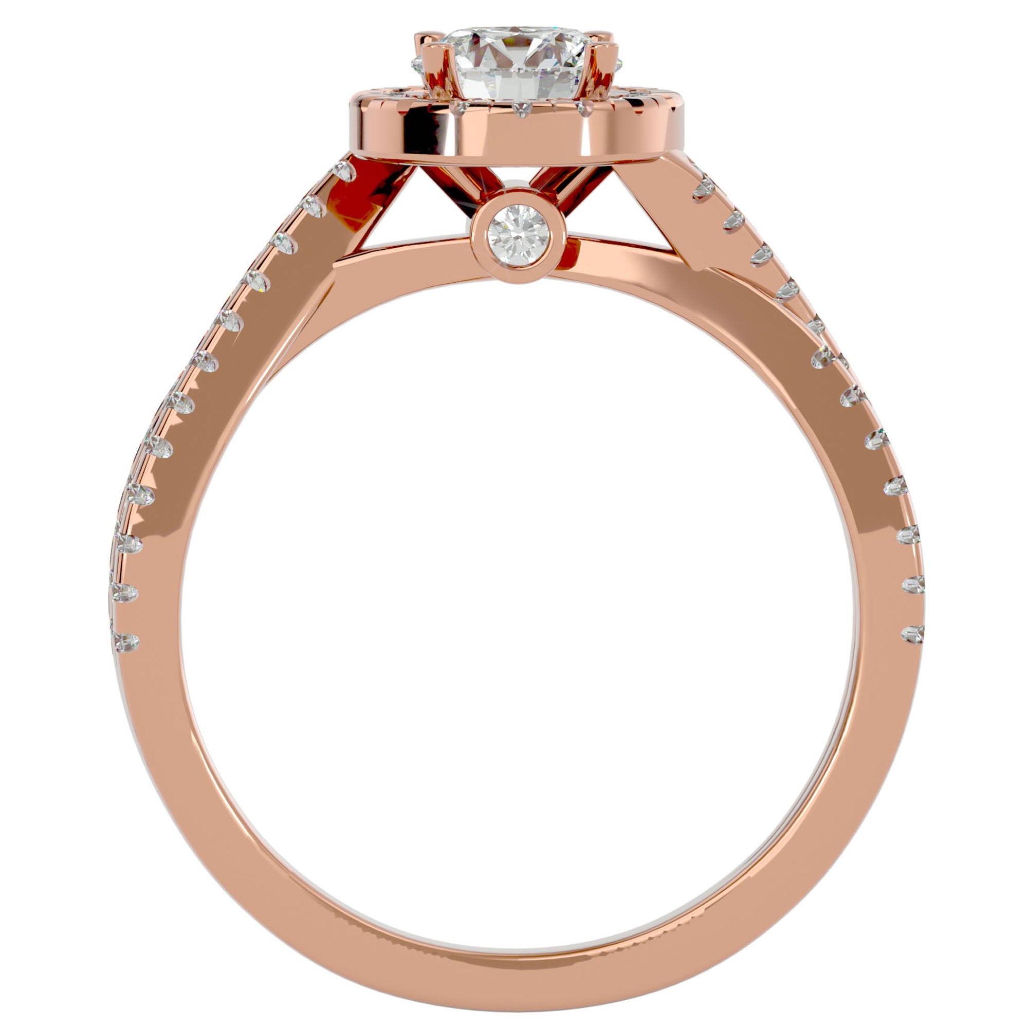 Inel Retro Elégance Solitaire din Aur 14k cu Diamante Naturale de 0.98 ct din 14k Aur Roz - Castelo.ro