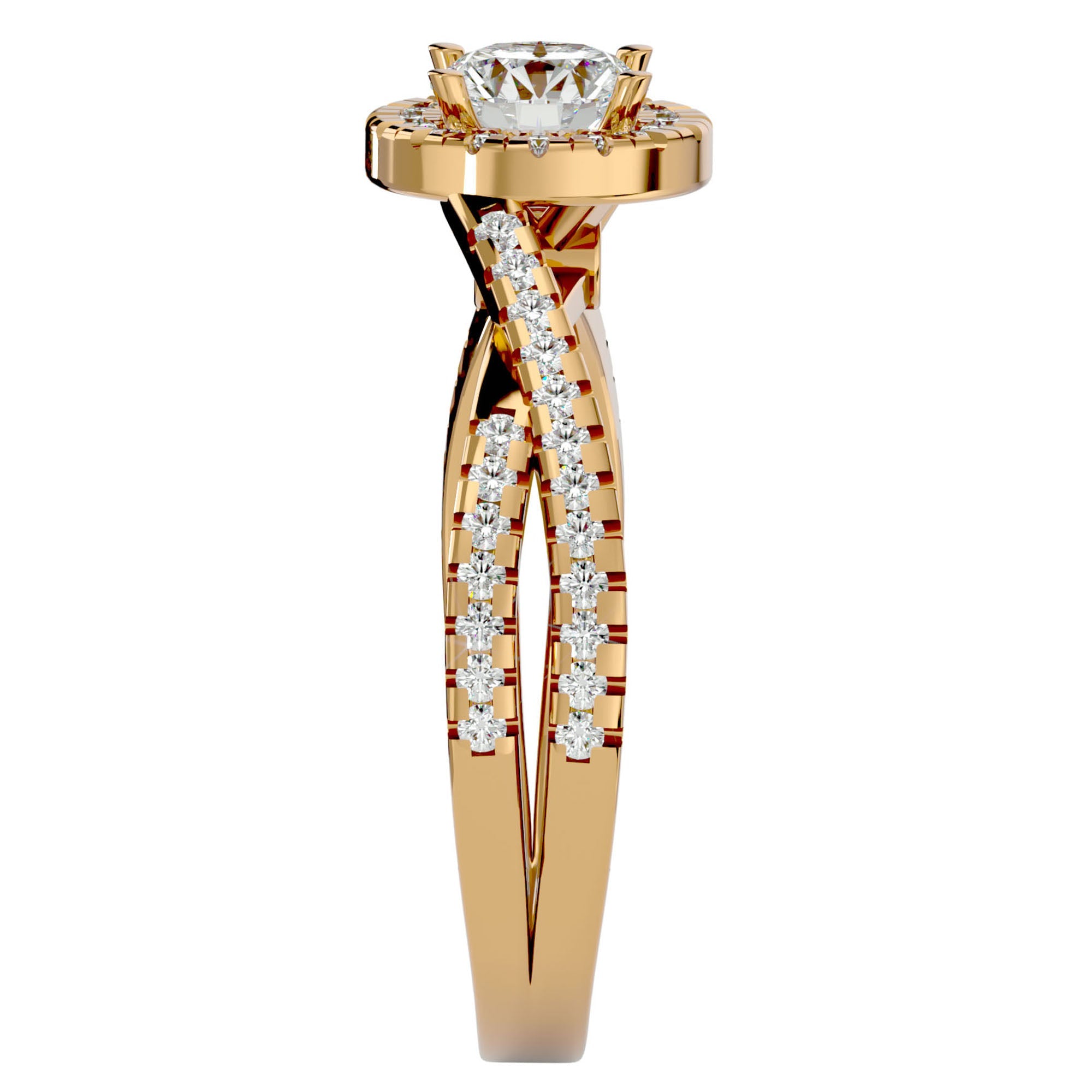 Inel de Logodnă cu Diamante Create în Laborator Pavé în Formă De Spirală de 0.98 ct din 18k Aur Galben - Castelo.ro